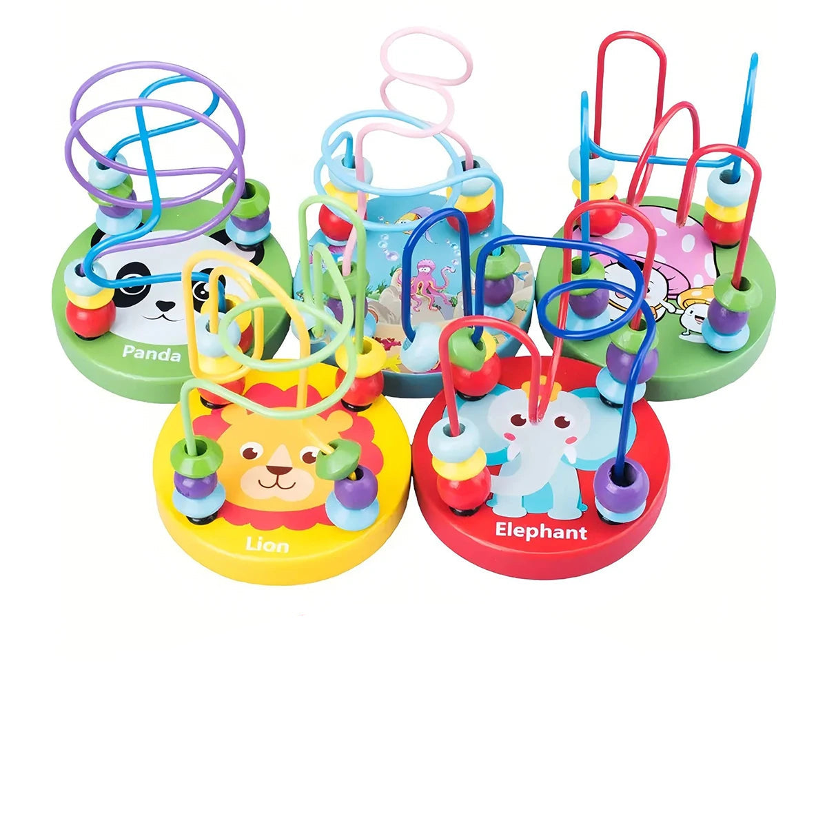 1Pc Little Colorful Wooden Roller Coaster Educational Circle Toy