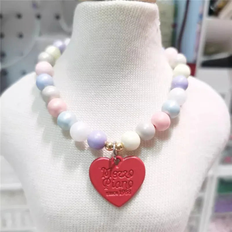Heart Pendant Pet Pearl Collar