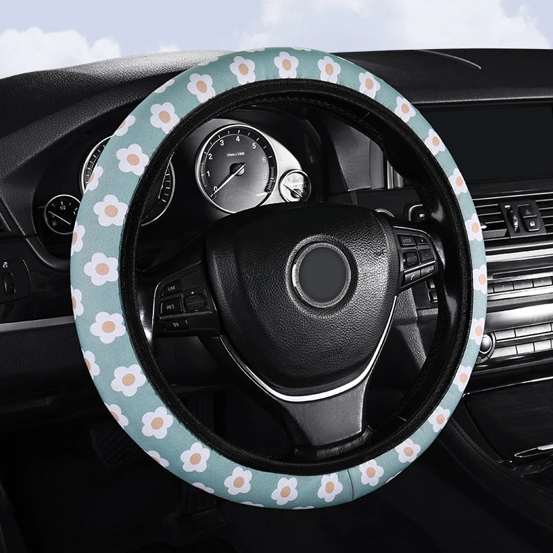 Small Fresh Flower Elastic No Inner Ring Car Steering Wheel Cover