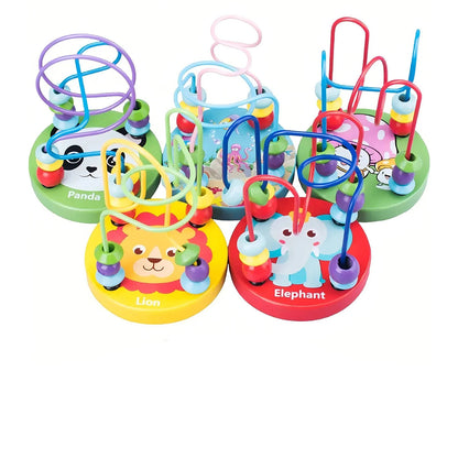 1Pc Little Colorful Wooden Roller Coaster Educational Circle Toy