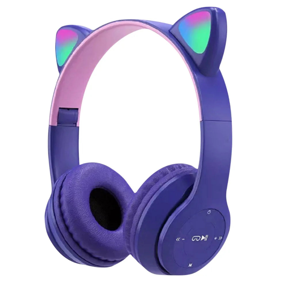 Wireless Headphones Cat Ear Bluetooth-Compatible Helmets