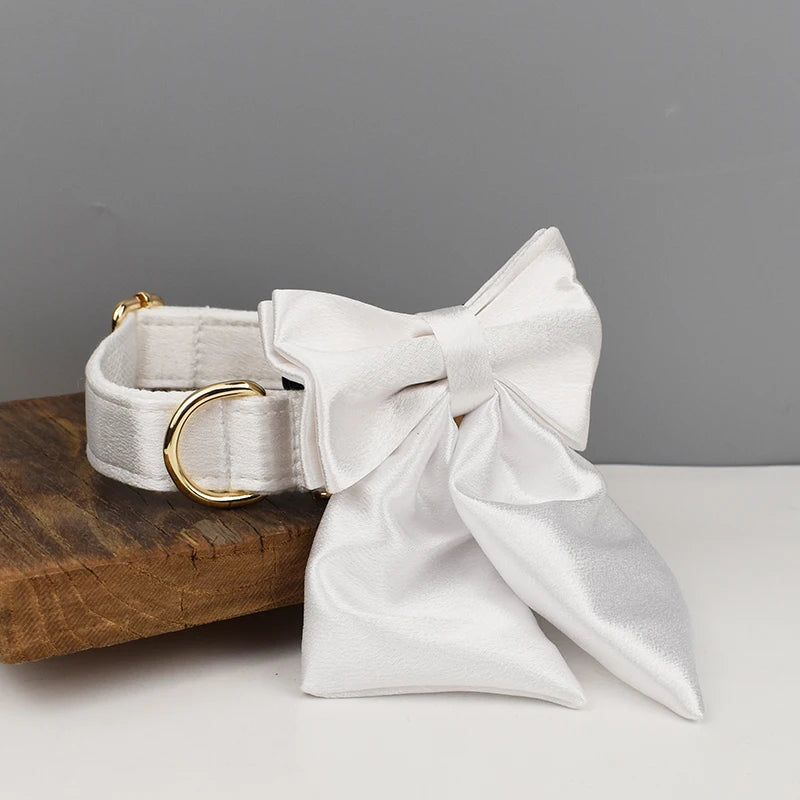 Dog Collar Leashes Harness Bow Set