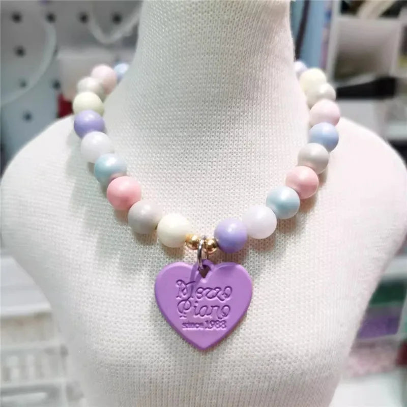 Heart Pendant Pet Pearl Collar