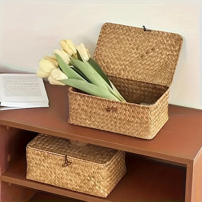 Handmade Straw Woven Vintage Storage Rack Basket