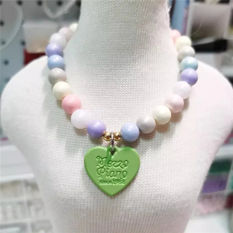 Heart Pendant Pet Pearl Collar