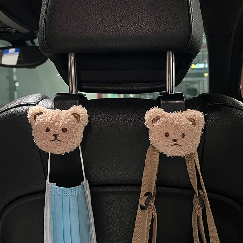 Cute Cartoon Bear Car Seat Back Hooks Storage