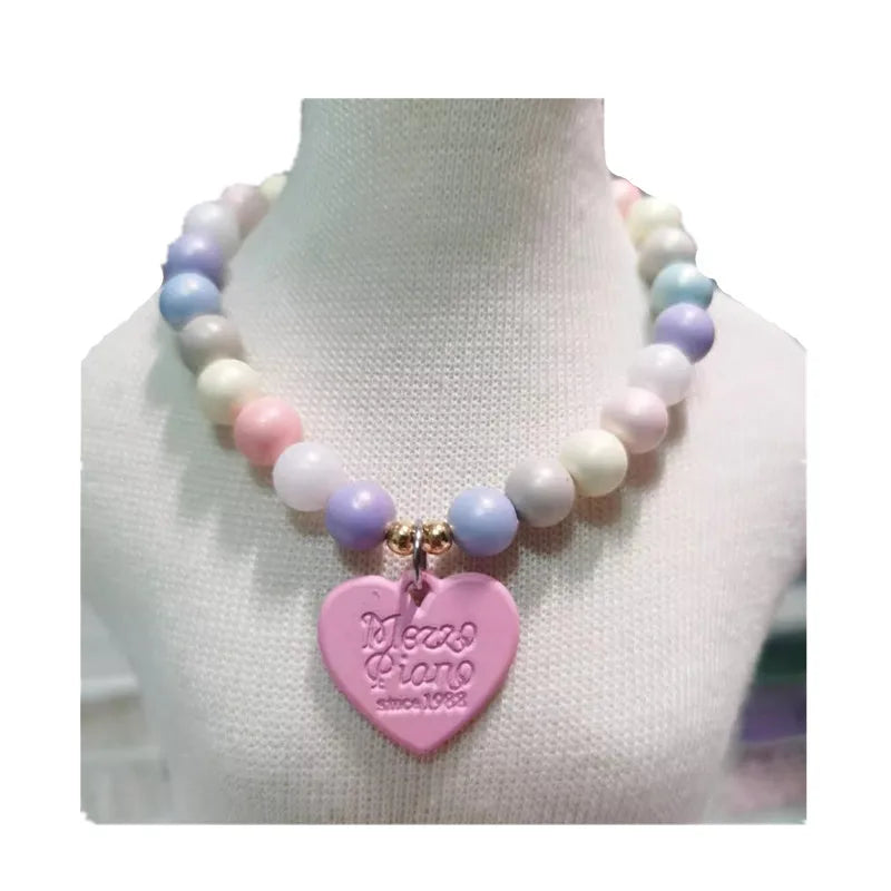 Heart Pendant Pet Pearl Collar