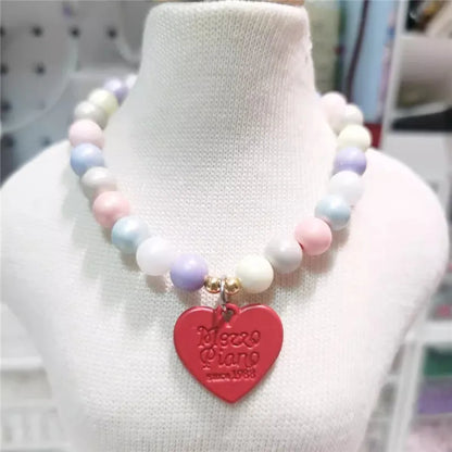 Heart Pendant Pet Pearl Collar