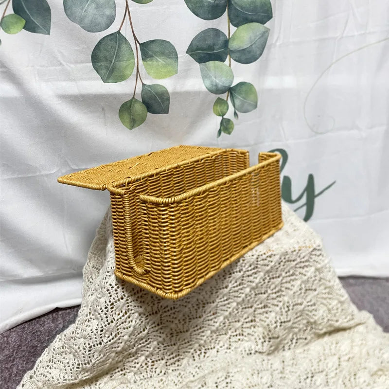 Imitation Rattan Cable Organizer Box