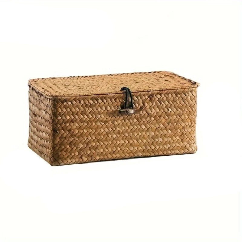 Handmade Straw Woven Vintage Storage Rack Basket