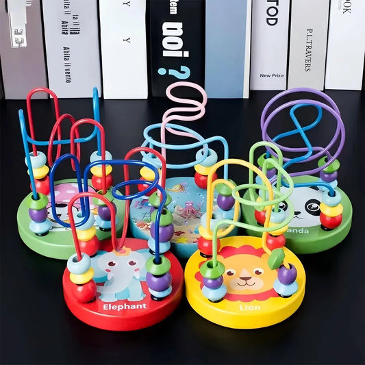 1Pc Little Colorful Wooden Roller Coaster Educational Circle Toy