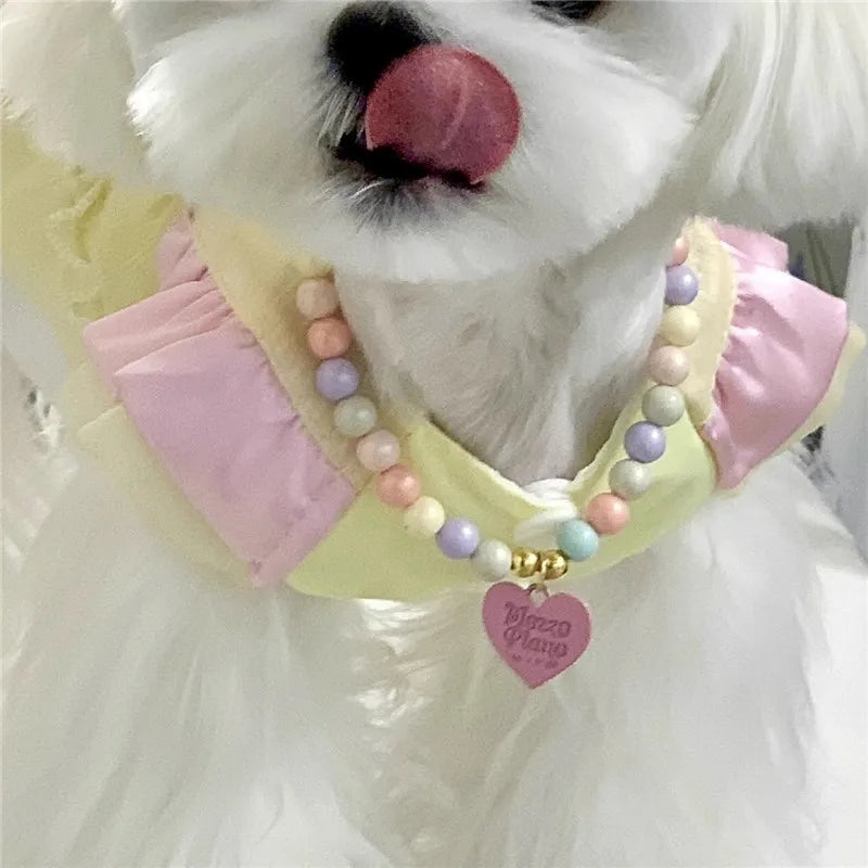 Heart Pendant Pet Pearl Collar