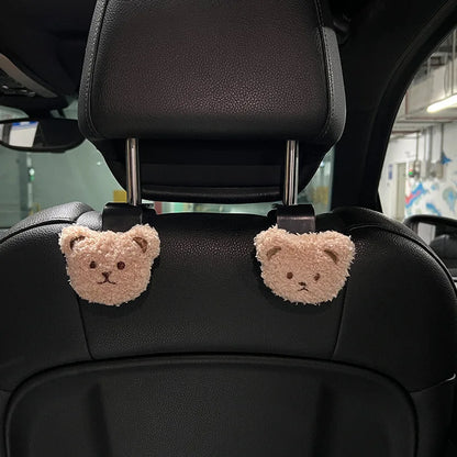 Cute Cartoon Bear Car Seat Back Hooks Storage