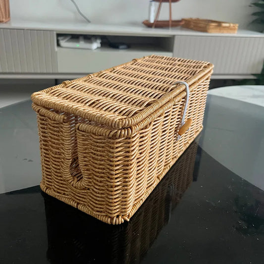 Imitation Rattan Cable Organizer Box